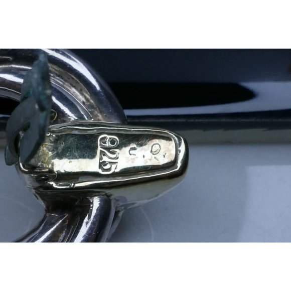 Vintage Sterling Silver Two Tone Electroform Wreath Earrings Signed CO - Picture 10 of 13